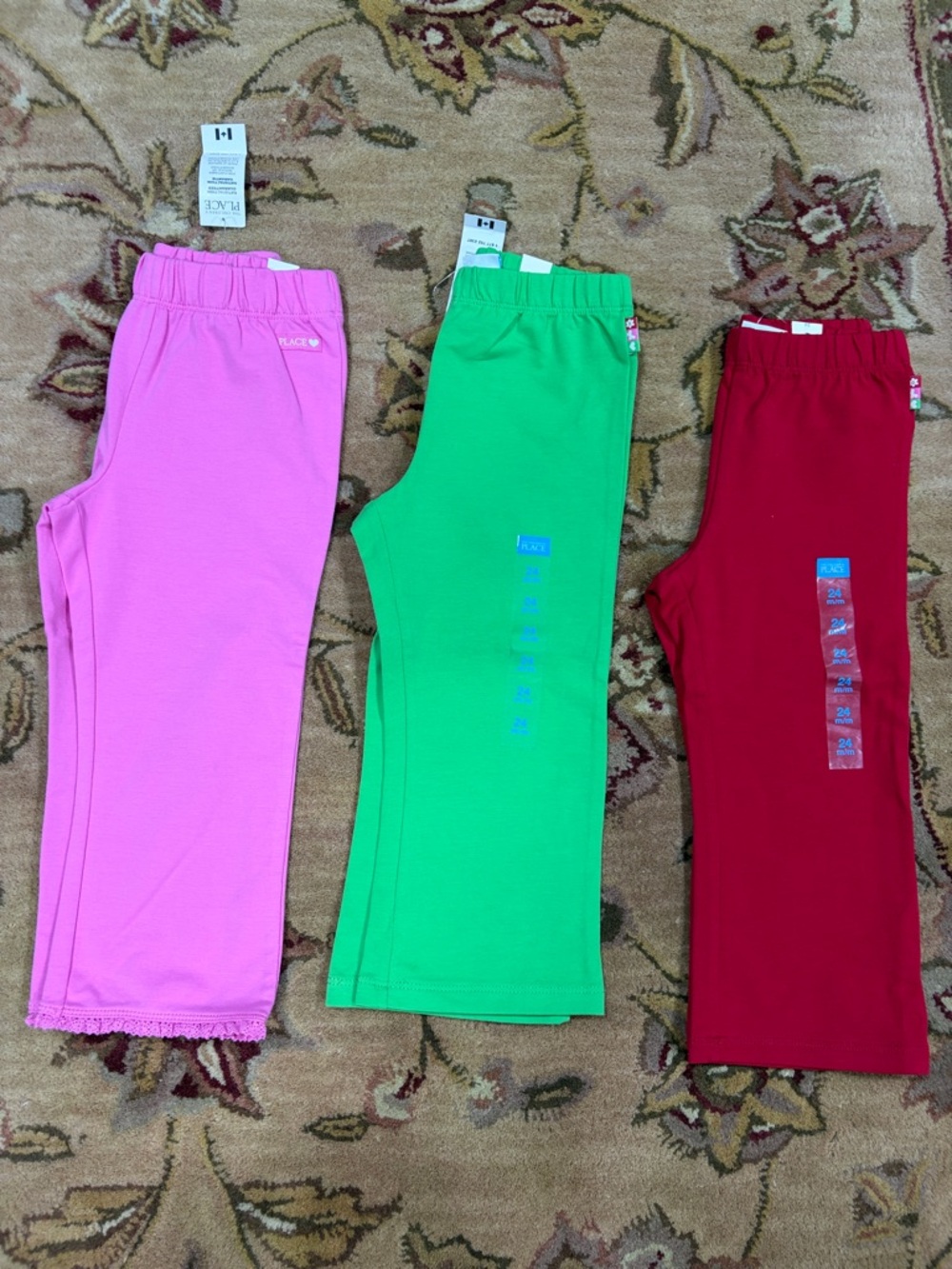 The Children's Place Pink, Green & Red Girls' Pull-On Leggings Trio